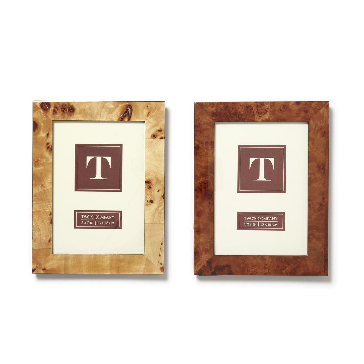 Burled Wood 5" x 7" Photo Frame Asst 2 Colors