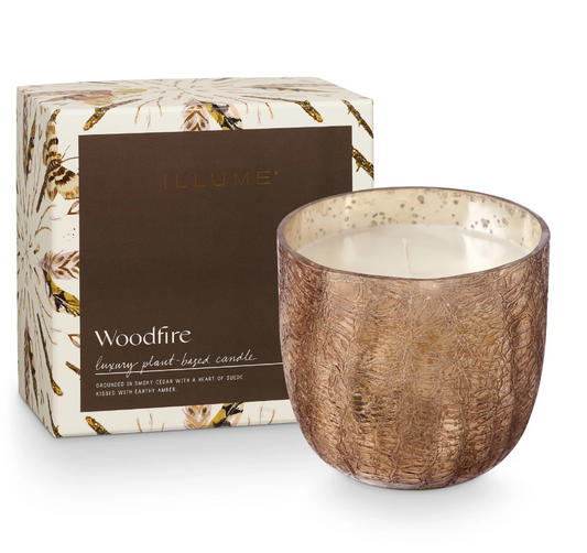 Woodfire Large Boxed Crackle Glass Candle