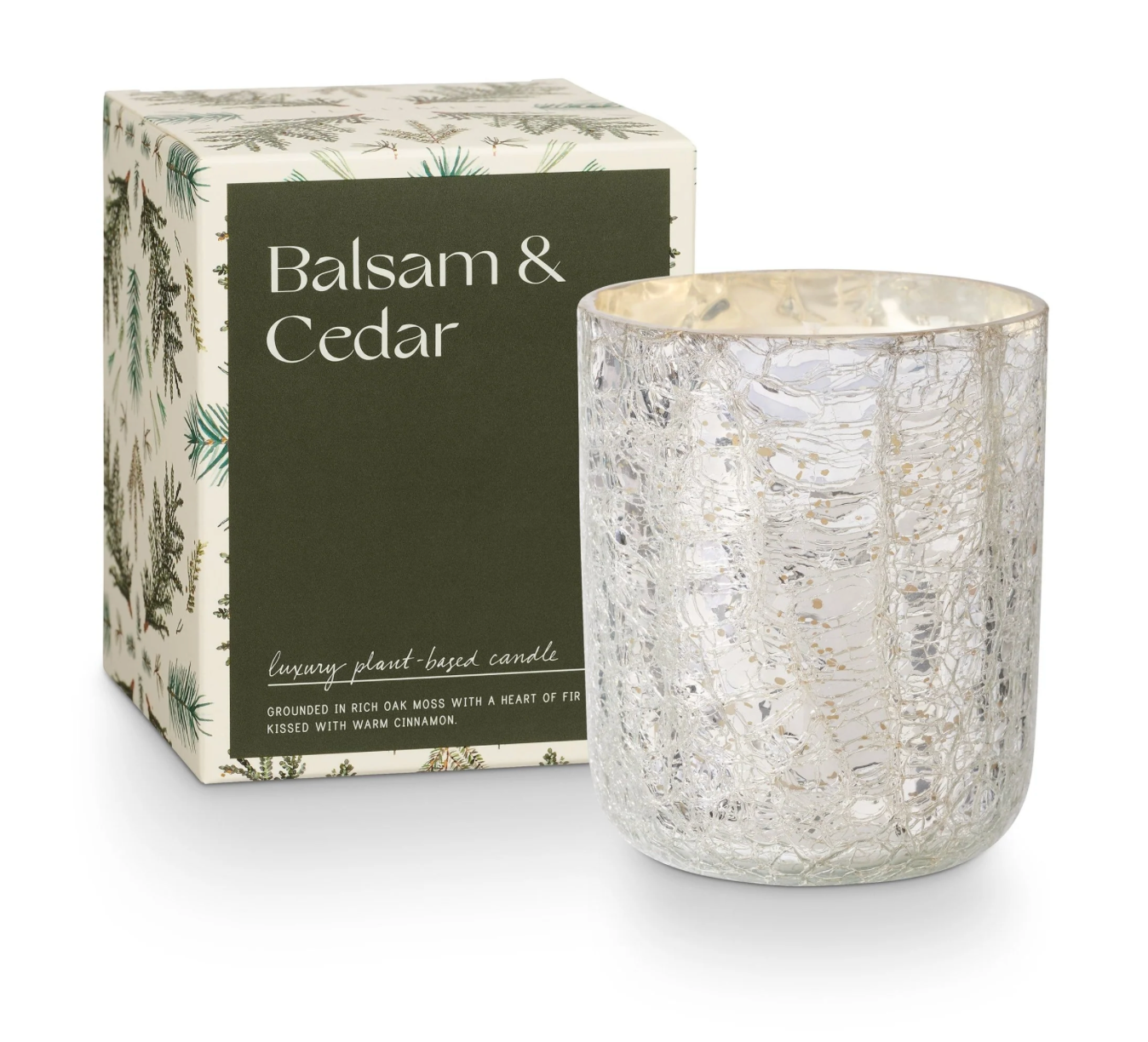 Balsam & Cedar Small Boxed Crackle Glass Candle