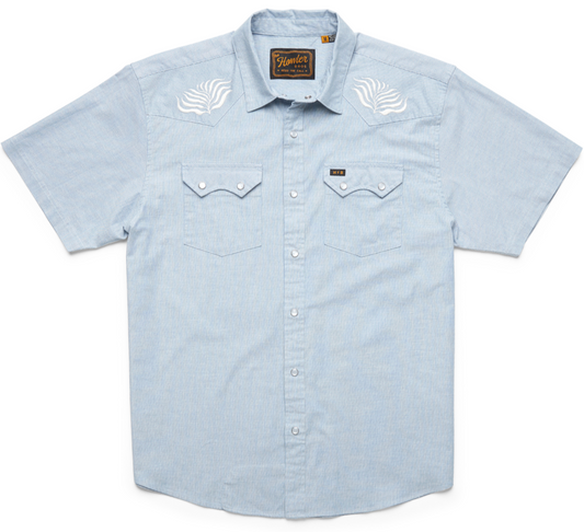 Crosscut Deluxe Shortsleeve - Seagrass : Faded Blue Microstripe