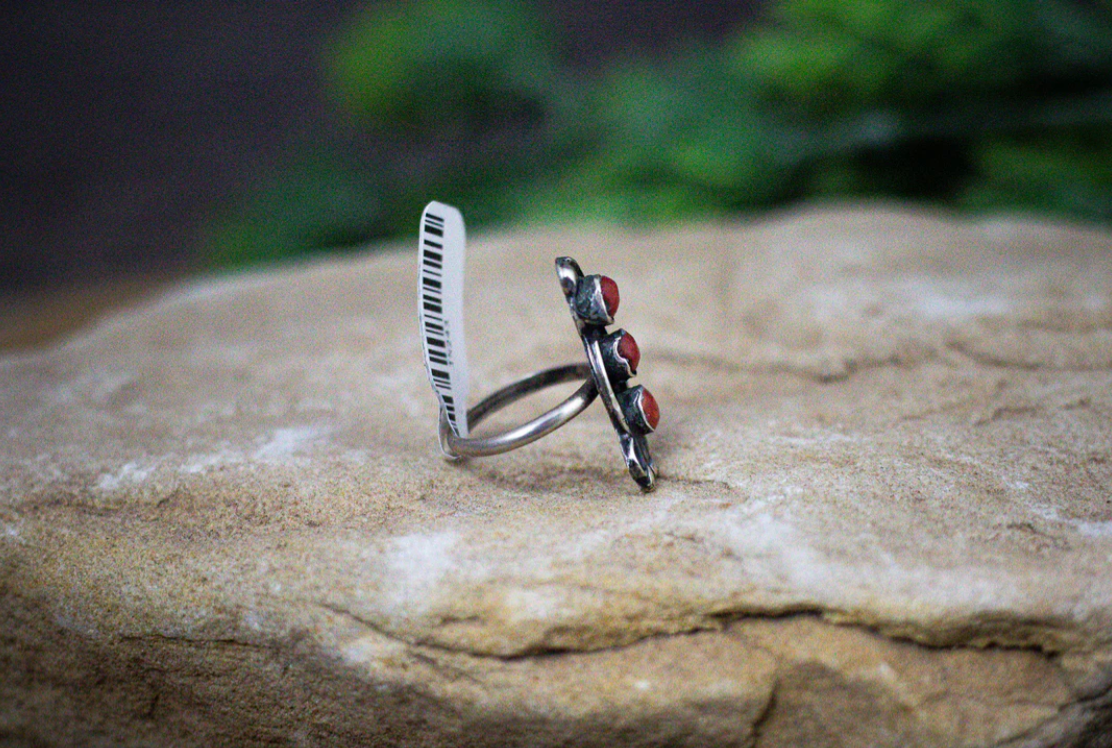 Mediterranean Coral 3 Stone Ring