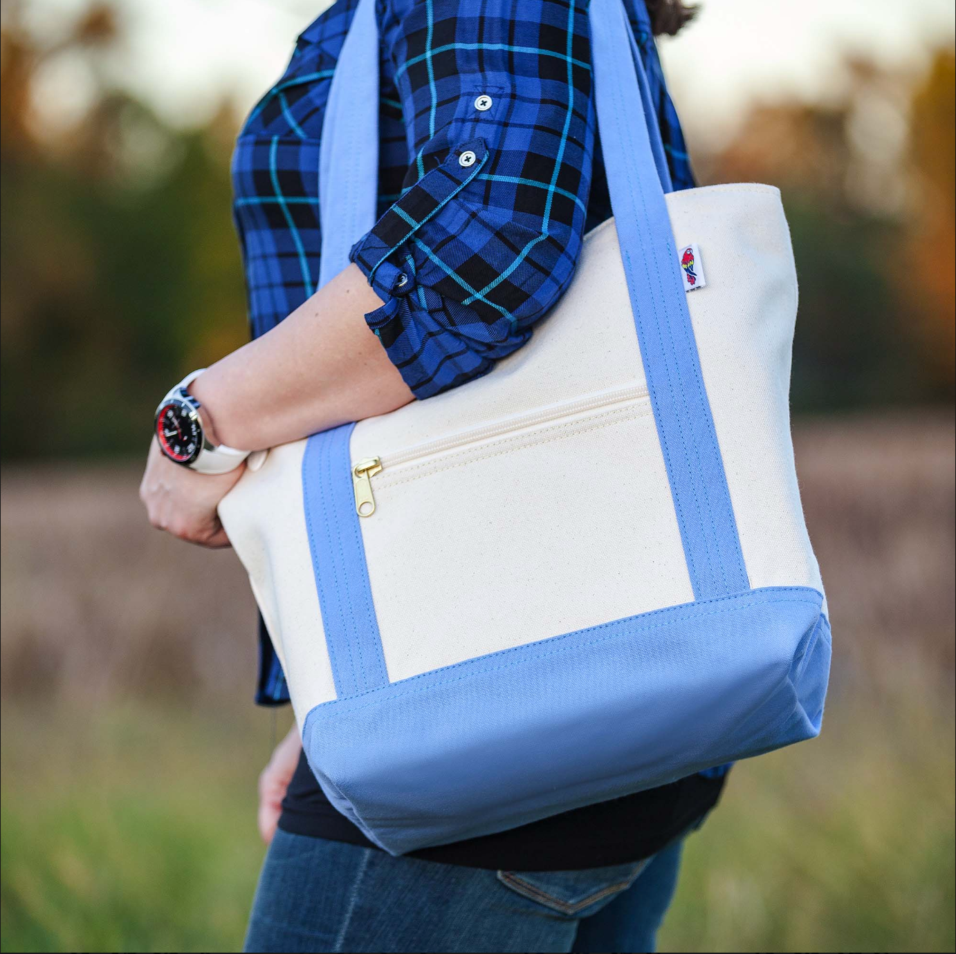 Barrier Island Shoulder Tote with Zipper Top