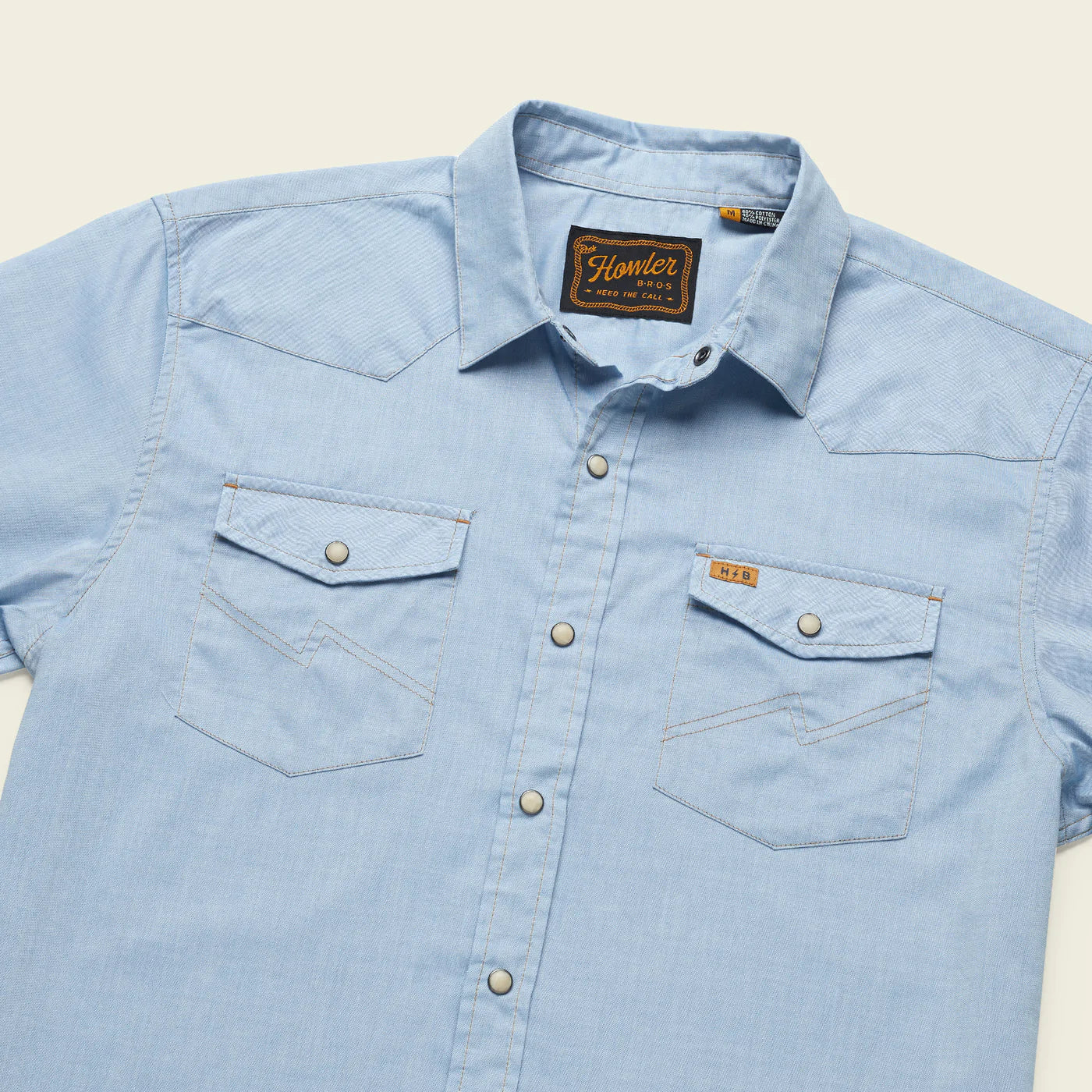 H Bar B Snapshirt Faded Blue Oxford