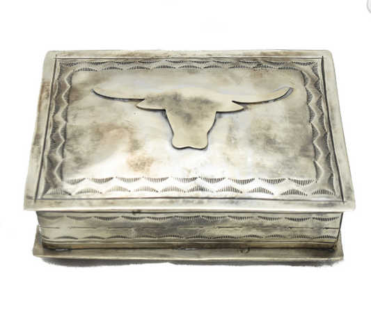 Stamped Silver Box with Longhorn