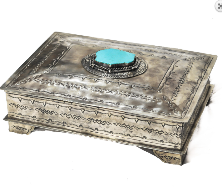 Stamped Bible Box with Turquoise