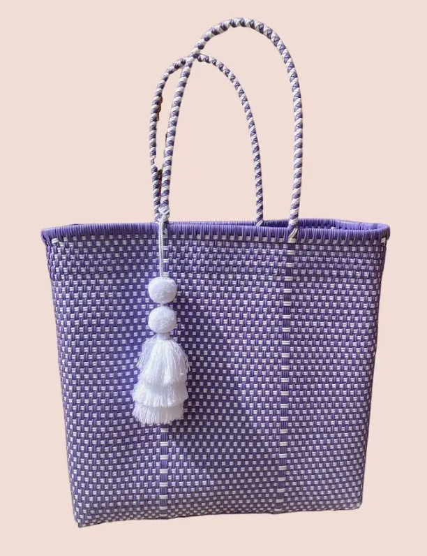 Lilac and White Checker Jumbo Tote