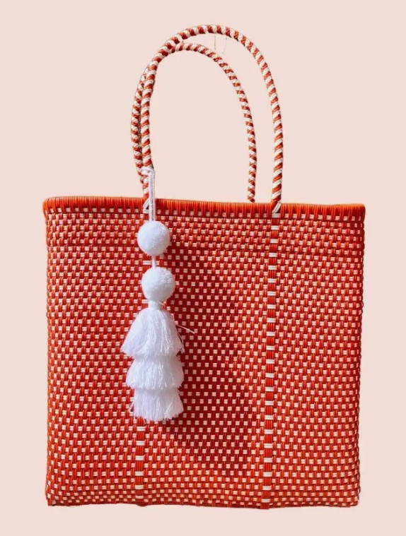 Orange and White Checker Jumbo Tote