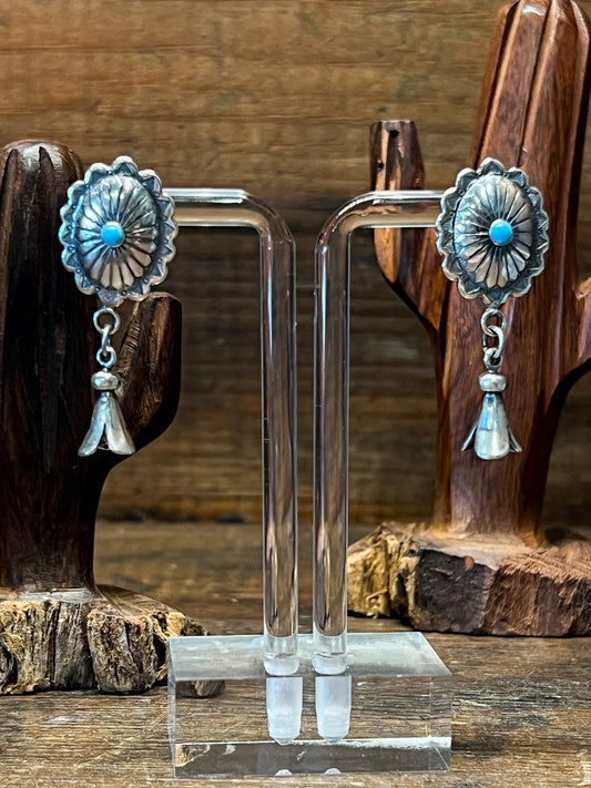 Turquoise Concho with Blossom Dangle Earring