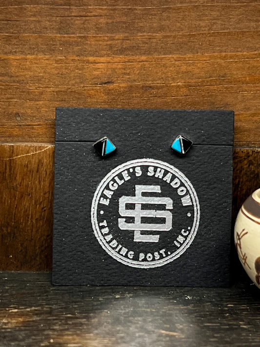 Onyx and Turquoise Inlay Studs