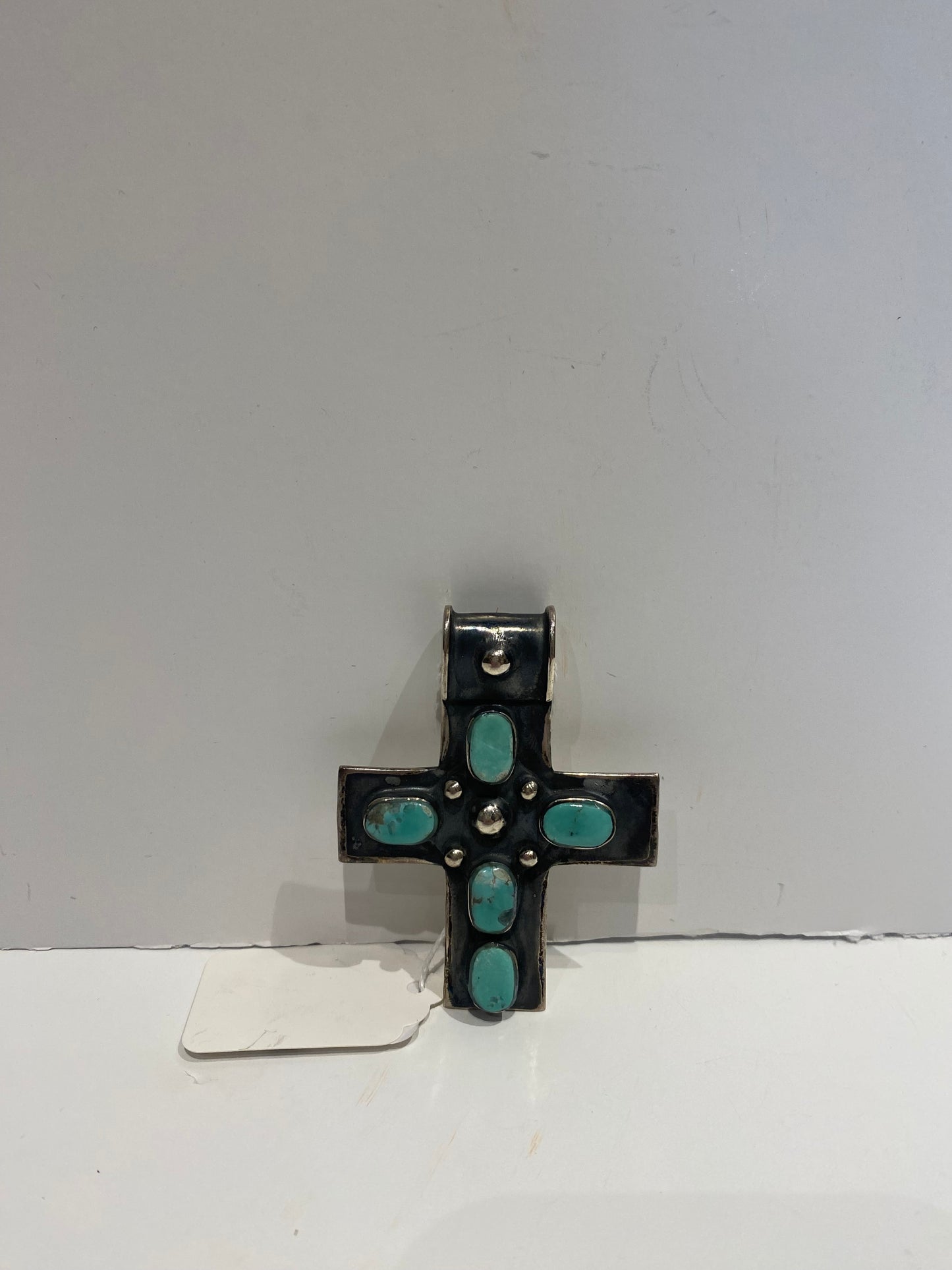 Silver and Turquoise Cross 5 Stud