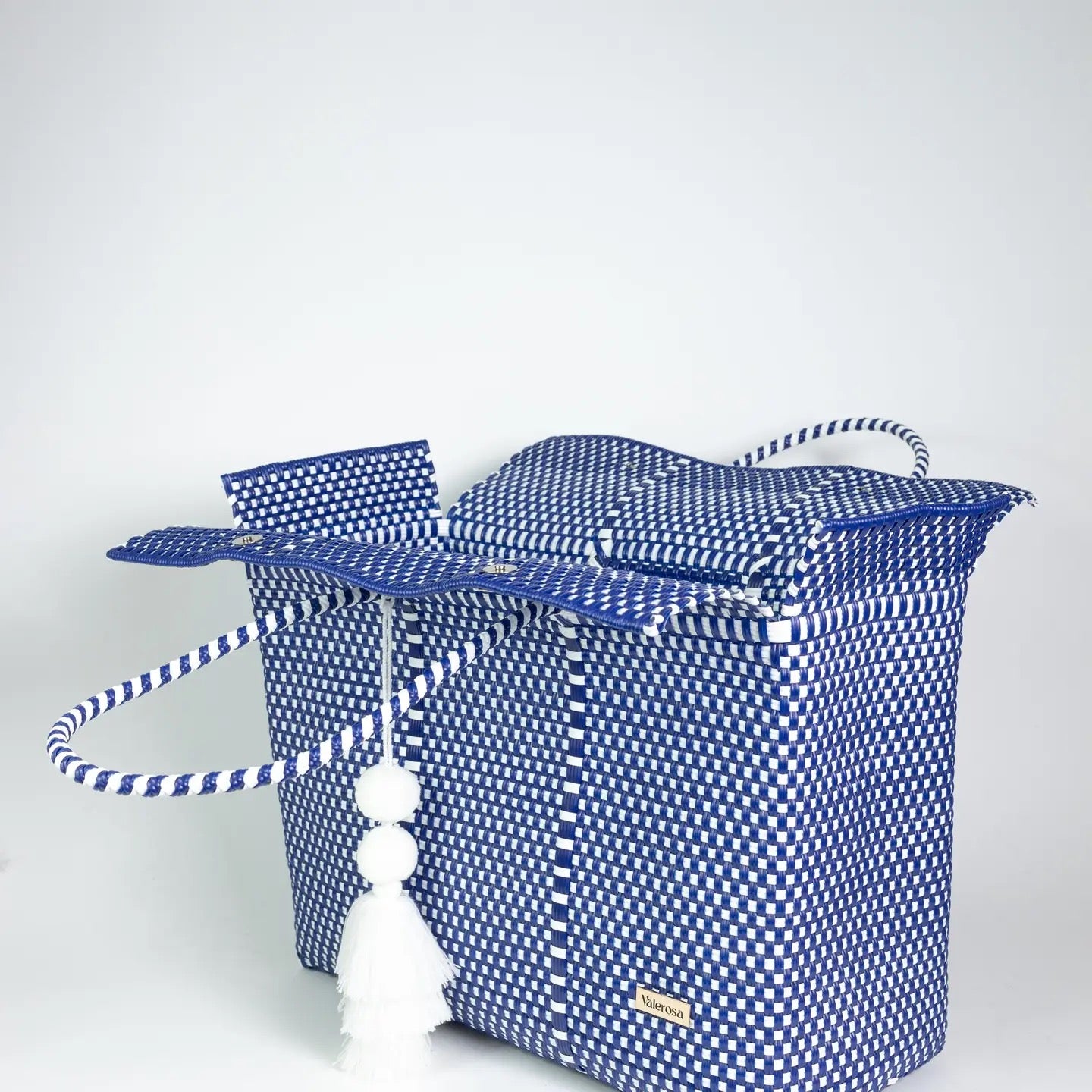 Navy and White Checkered Overnight Duffel