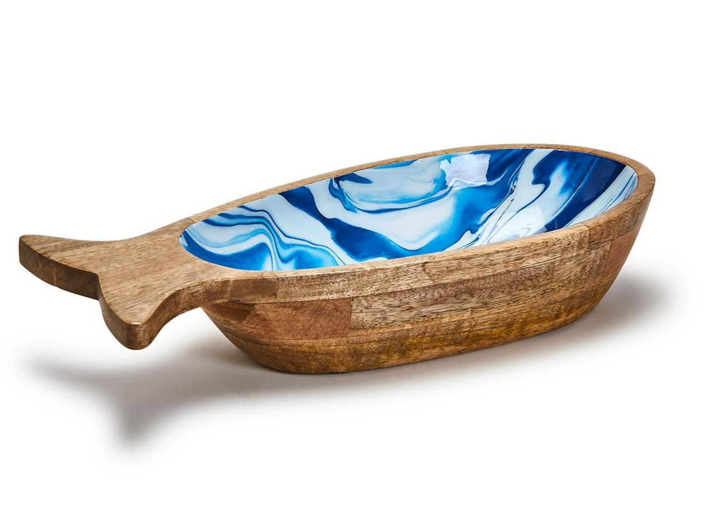 Aptware Blue Fish Shape Wooden Bowl