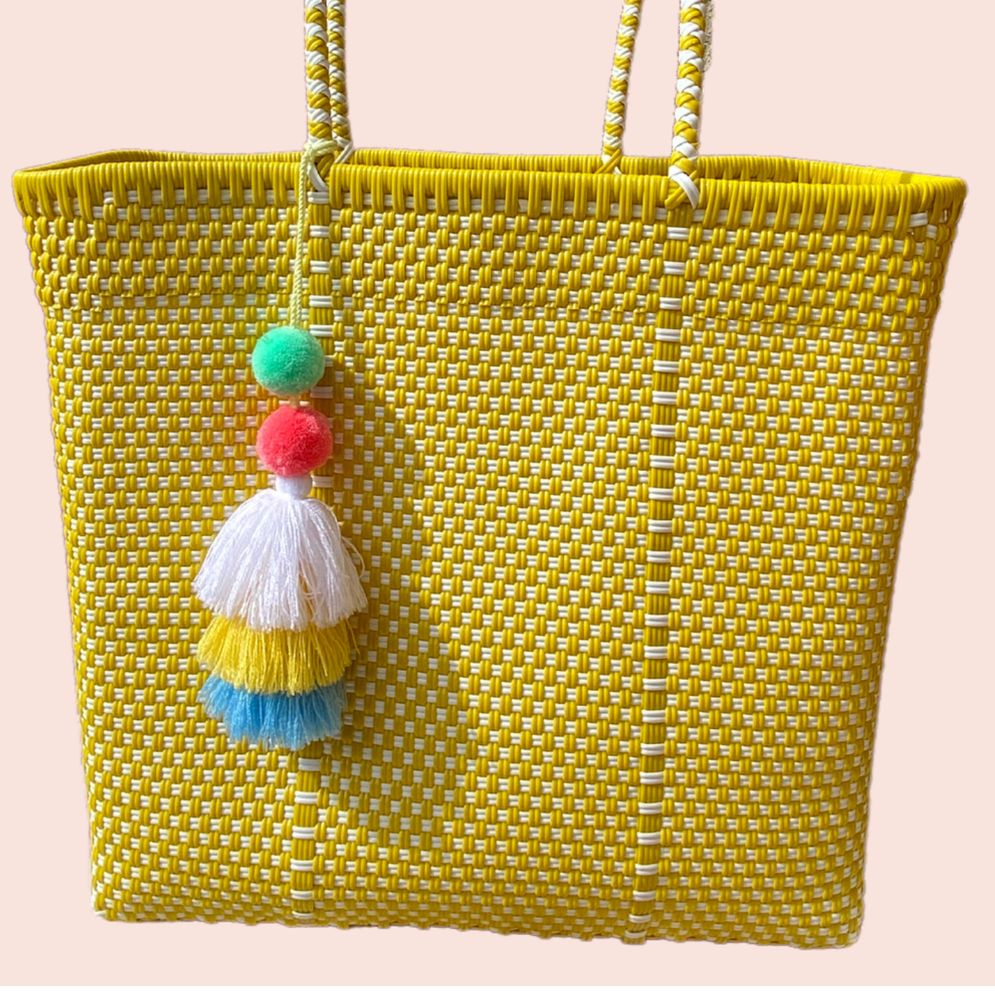 Yellow and White Checker Jumbo Tote