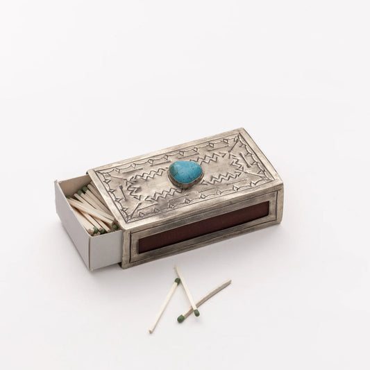 Large Stamped Matchbox Cover With Turquoise