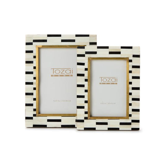 Tiles, S/2 Bone and Brass Photo Frame
