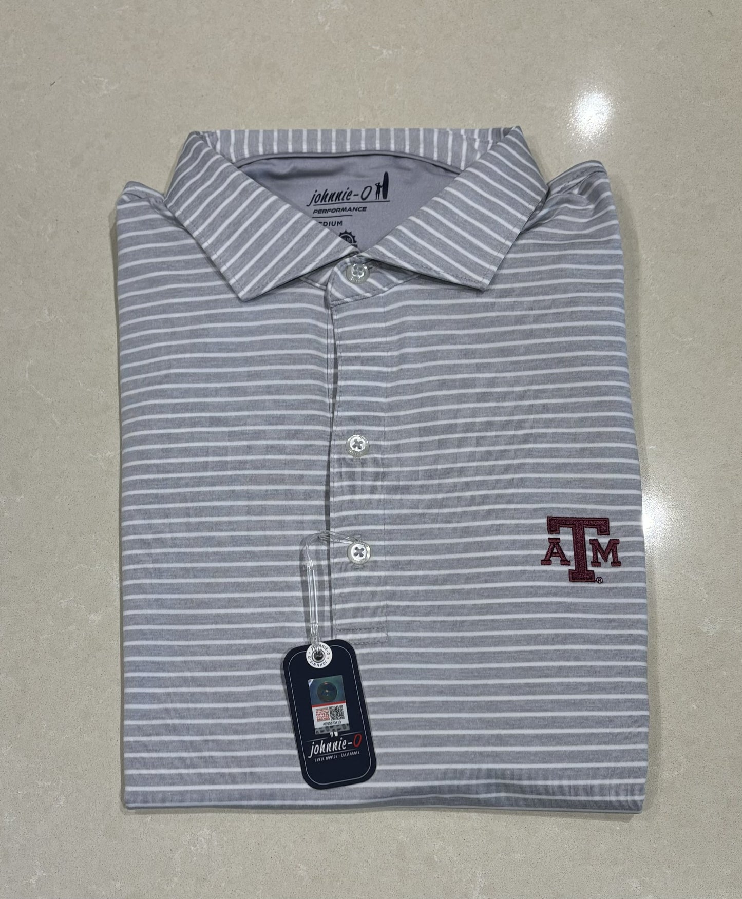 Texas A&M Clipperr Striped Jersey Performance Polo