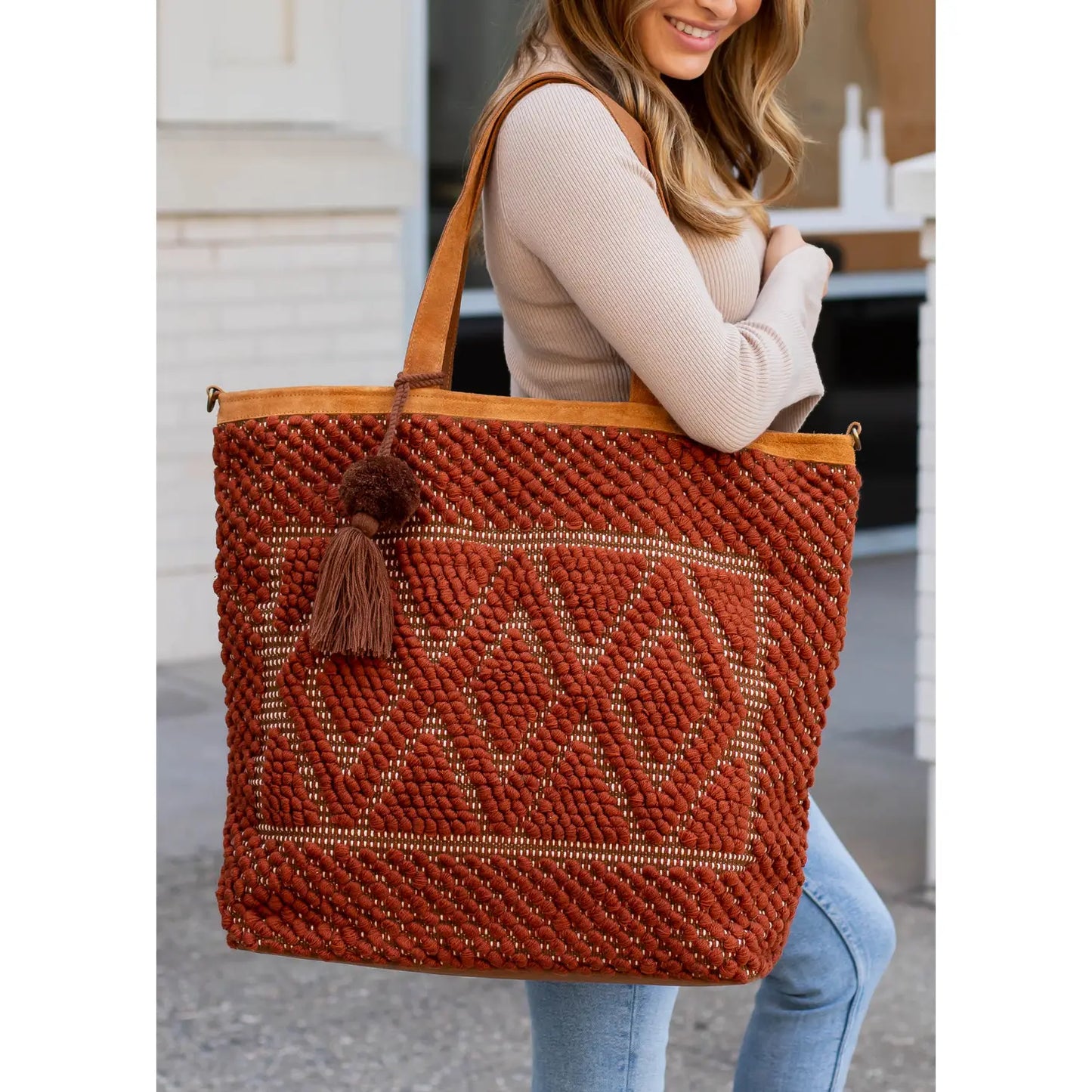 Rust Diamond Pattern Tote