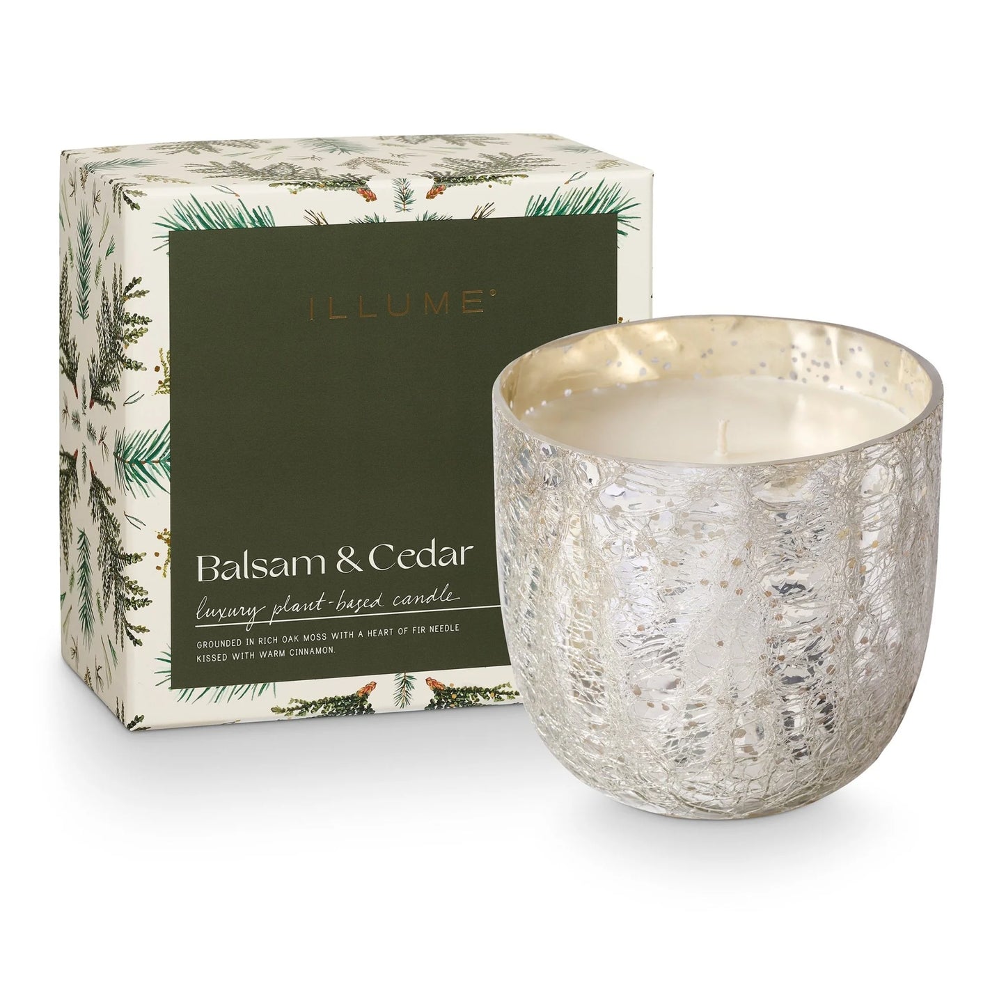 Large Boxed Crackle Glass Candle