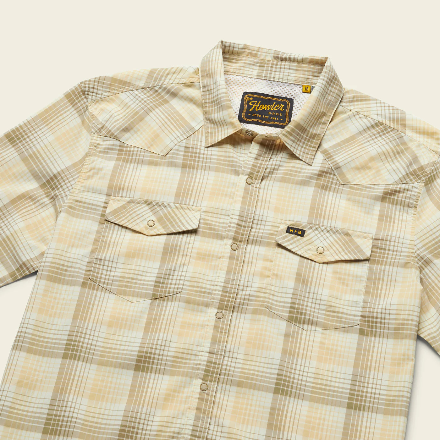 H Bar B Tech Long sleeve Lattice Plaid: Cafe