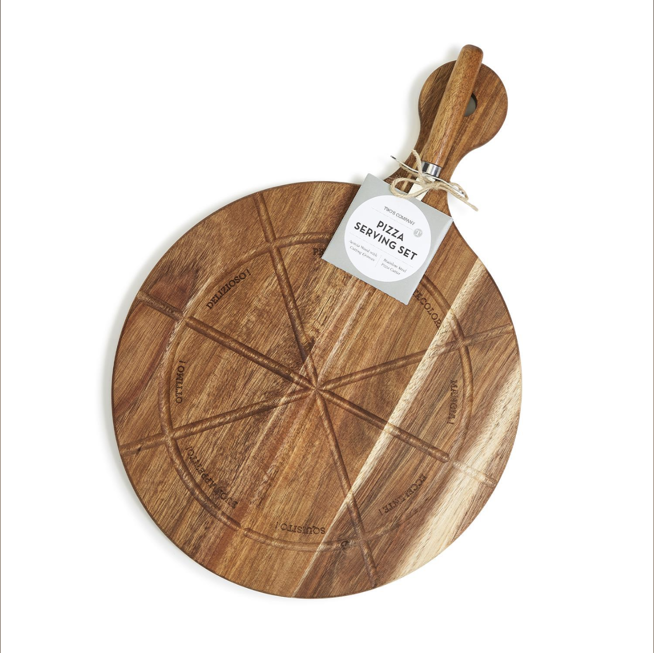 Personal Pizza Wooden Serving Board with Pizza Cutter