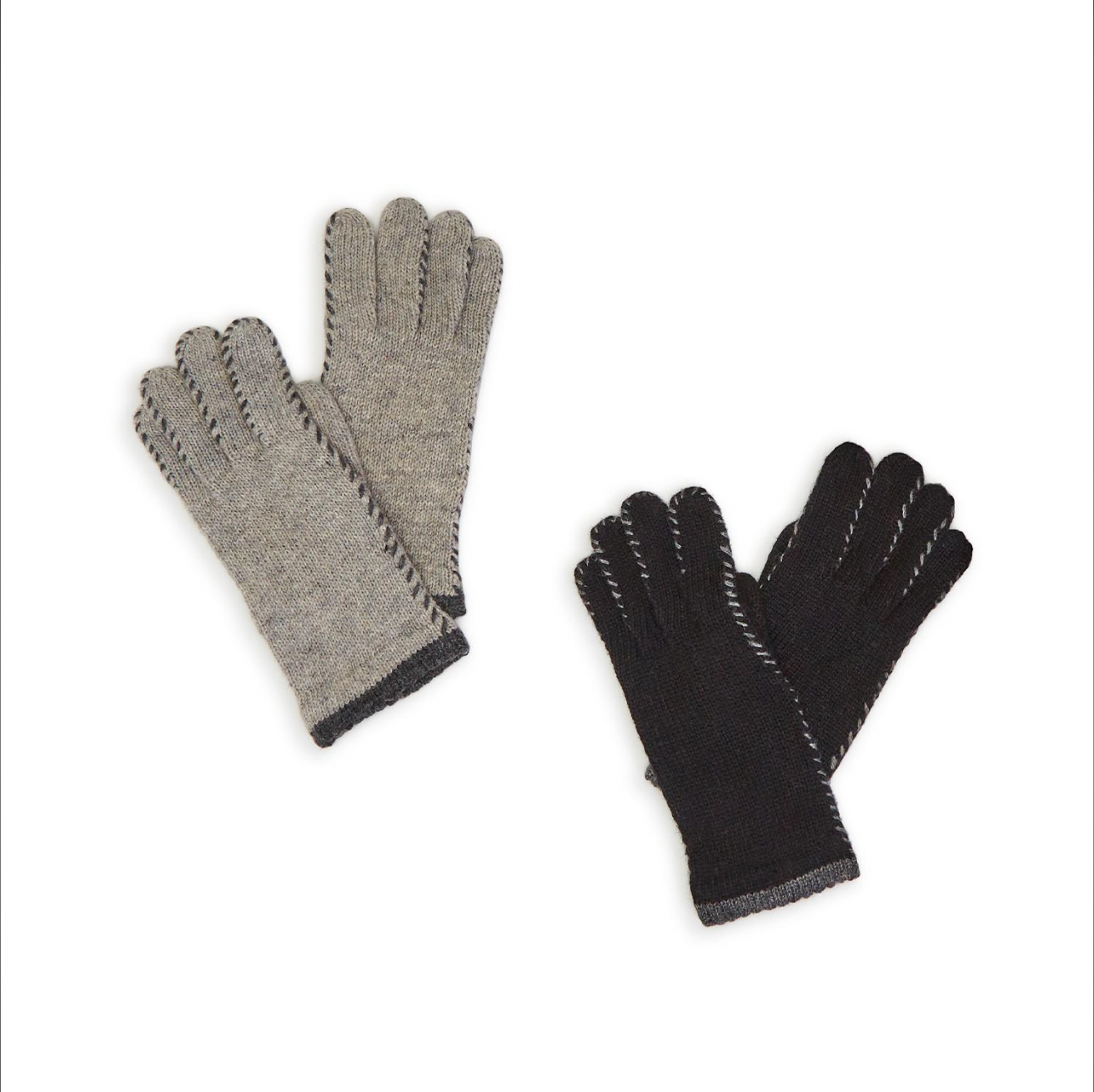 Knit Glove With Contrast Stitching