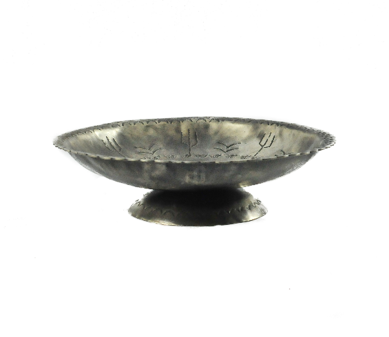 Stamped Scalloped Edge Silver Bowl