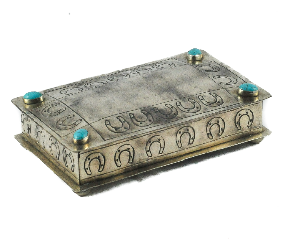 Stamped Horseshoe Box with Turquoise
