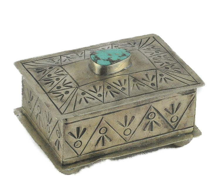 Small Stamped Box with Turquoise stone
