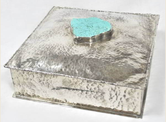 Silver 8x8 Box w turquoise stone